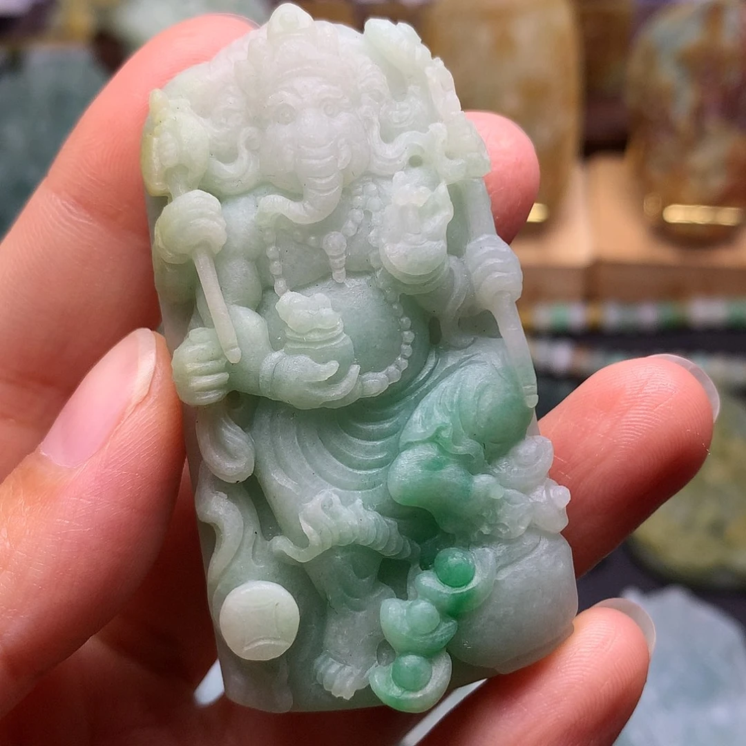 定制翡翠未镶嵌虾*饭翡翠