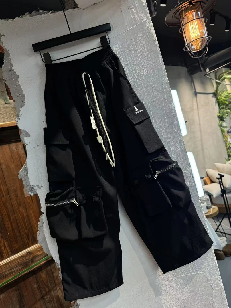 吾2025【Y】2月26日 儿童男童女童黑色拉链工装裤5070-