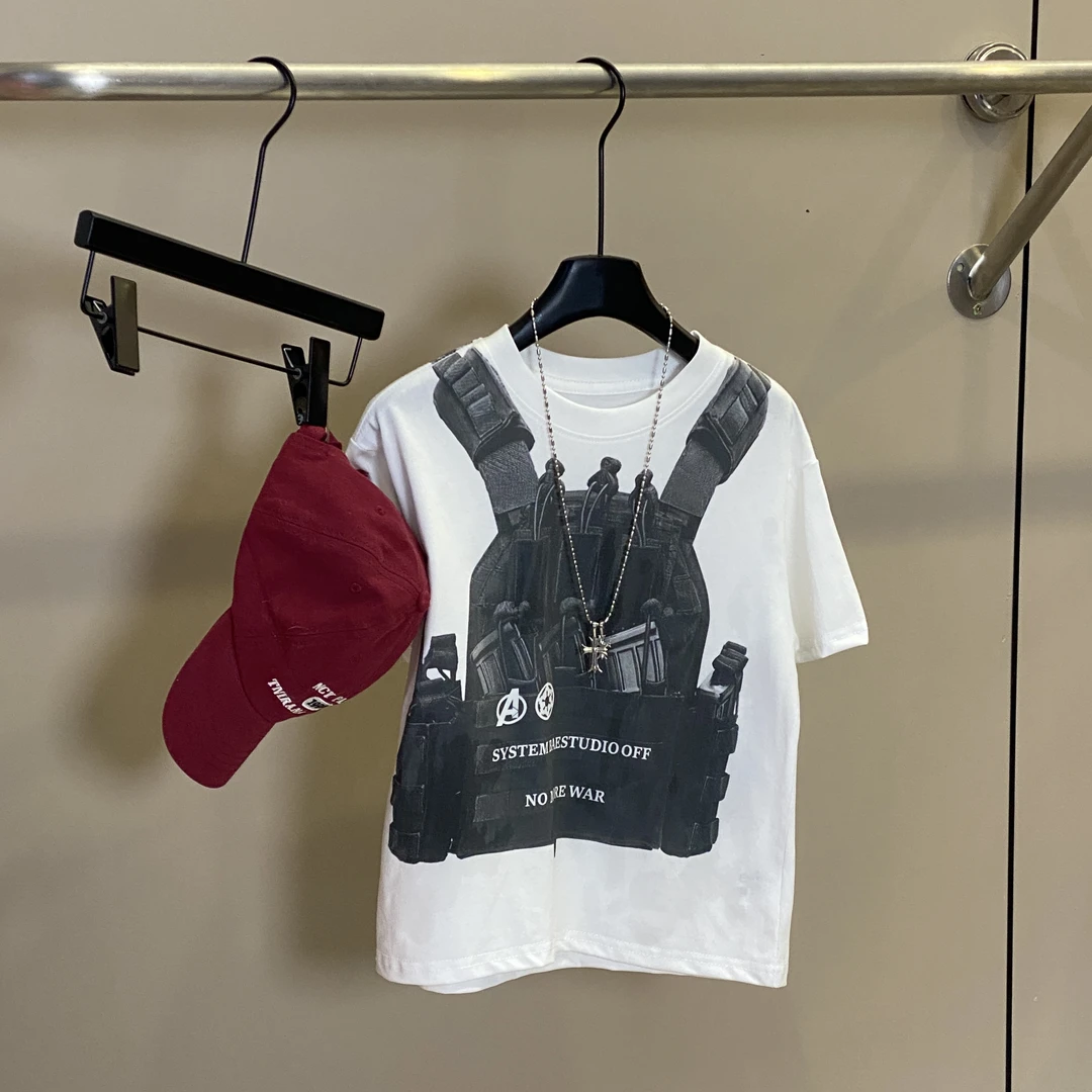 男童夏季新款休闲百搭时尚潮流个性印花圆领短袖童装