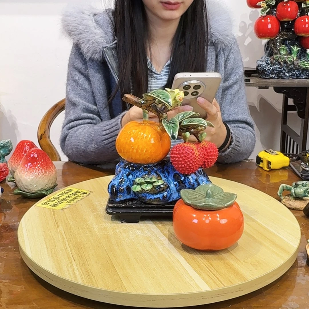 陶瓷橘子荔枝摆件