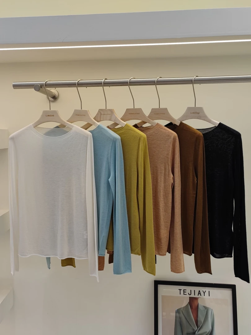 CHAO软糯水溶羊毛 岛精一体成型无缝款 一字领宽松百搭针织衫精纺