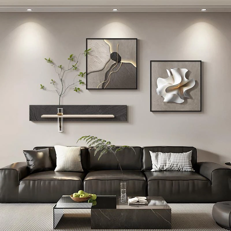 现代轻奢高级感客厅装饰画石来运转沙发背景墙挂画抽象壁画新款