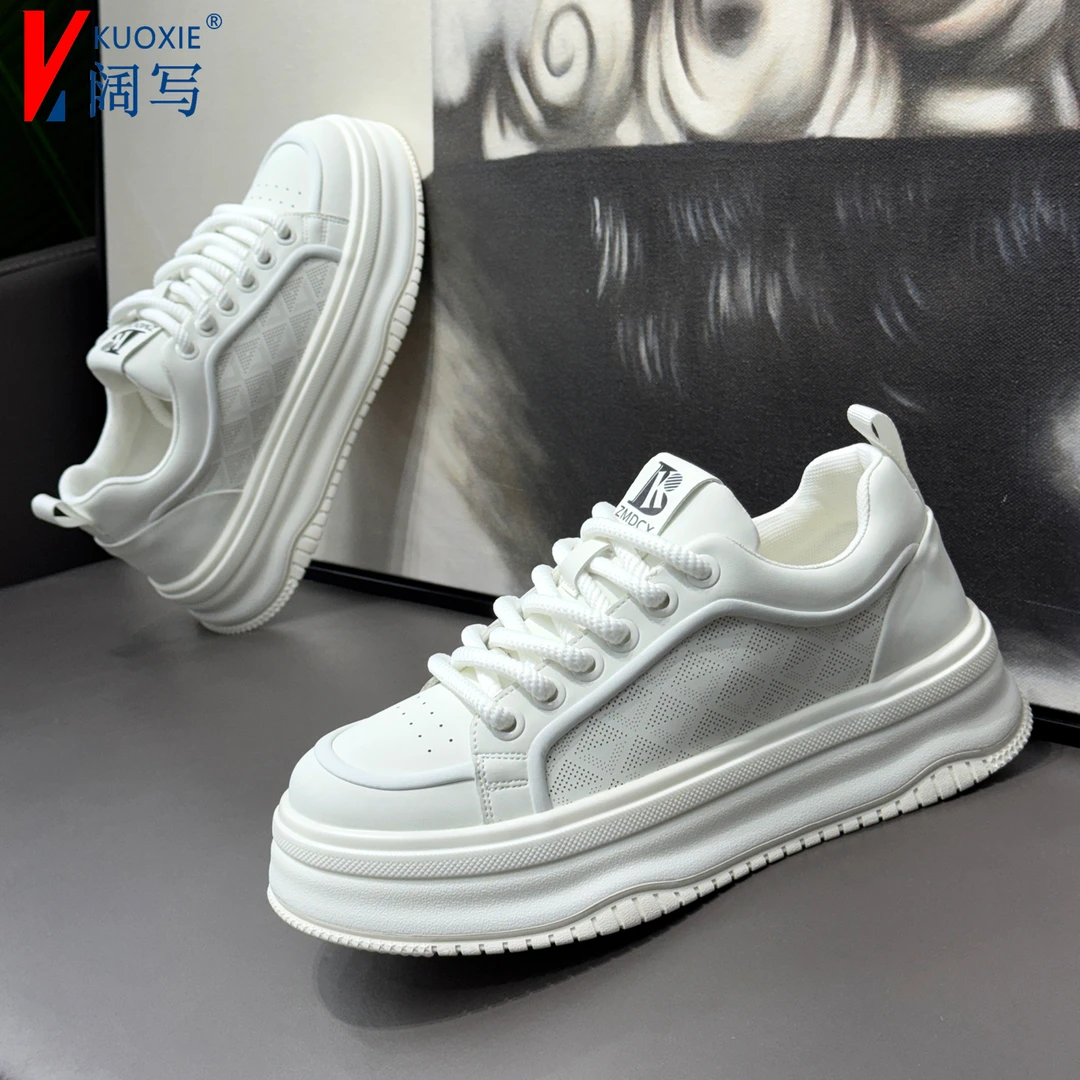 男鞋2025新款秋季透气厚底增高小白鞋潮流百搭运动休闲板鞋男潮鞋