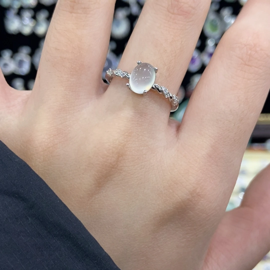 蛇纹石玉银S925镶嵌戒指