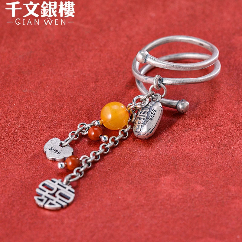 925银戒指  2025新款纯银女款气质民族风转运符戒指