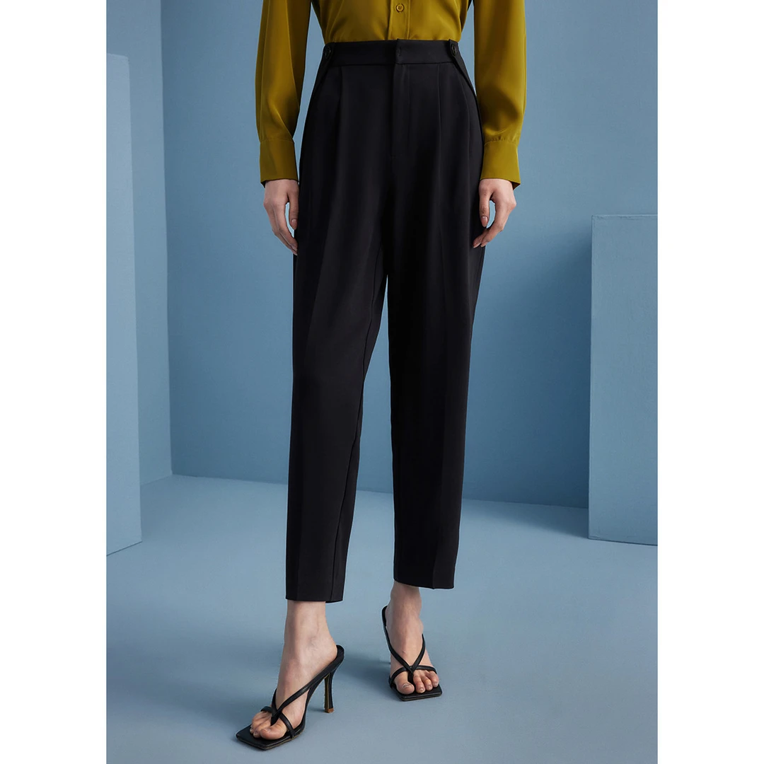 【九月专属】醋酸纯色休闲裤夏季高腰九分裤宽松烟管裤M102301286