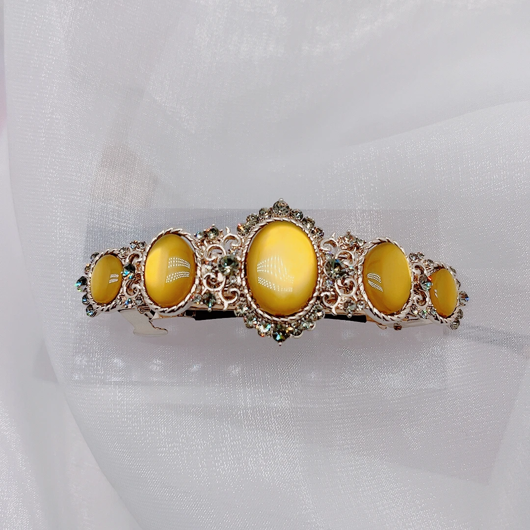 顶夹中古时尚原创设计宫廷风镶嵌气质女发夹轻奢弹簧夹精美