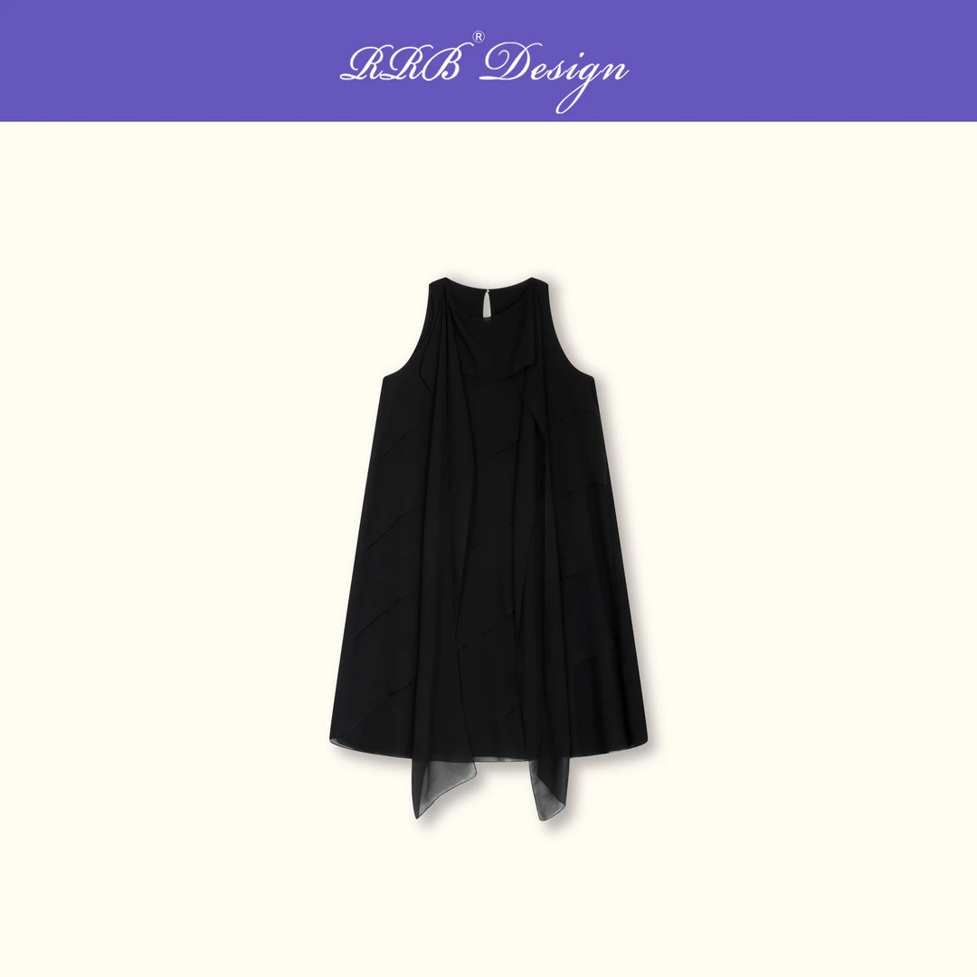 RRB Design「都市行迹」优雅气质显瘦简约拼接背心裙百搭无袖连衣裙