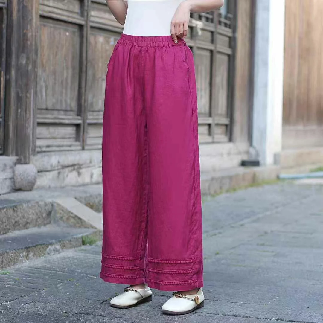 娜娜家952款夏季亚麻时尚宽腿筒裤（裤口9寸，长90公分左右）
