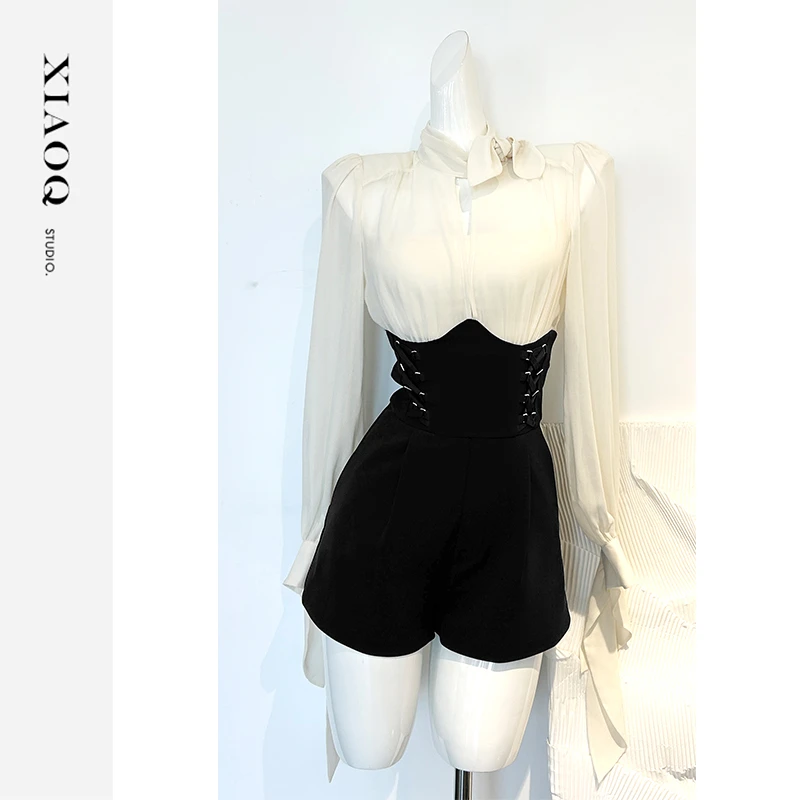 【小Q家】21236法式纯欲微透性感高腰连体裤（含内搭吊带）