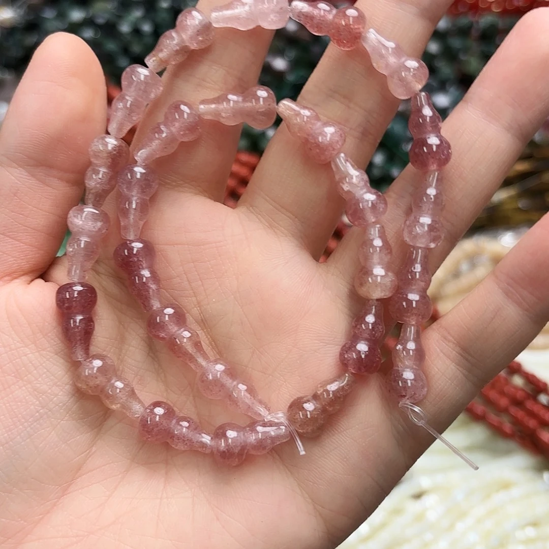 玛瑙/玉髓未镶嵌珠宝半成品 8×14草莓晶葫芦一条