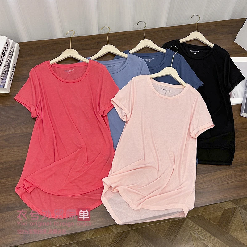 （衣兮柔软轻薄T恤）夏季新款基础百搭纯色圆领休闲宽松舒适短袖D