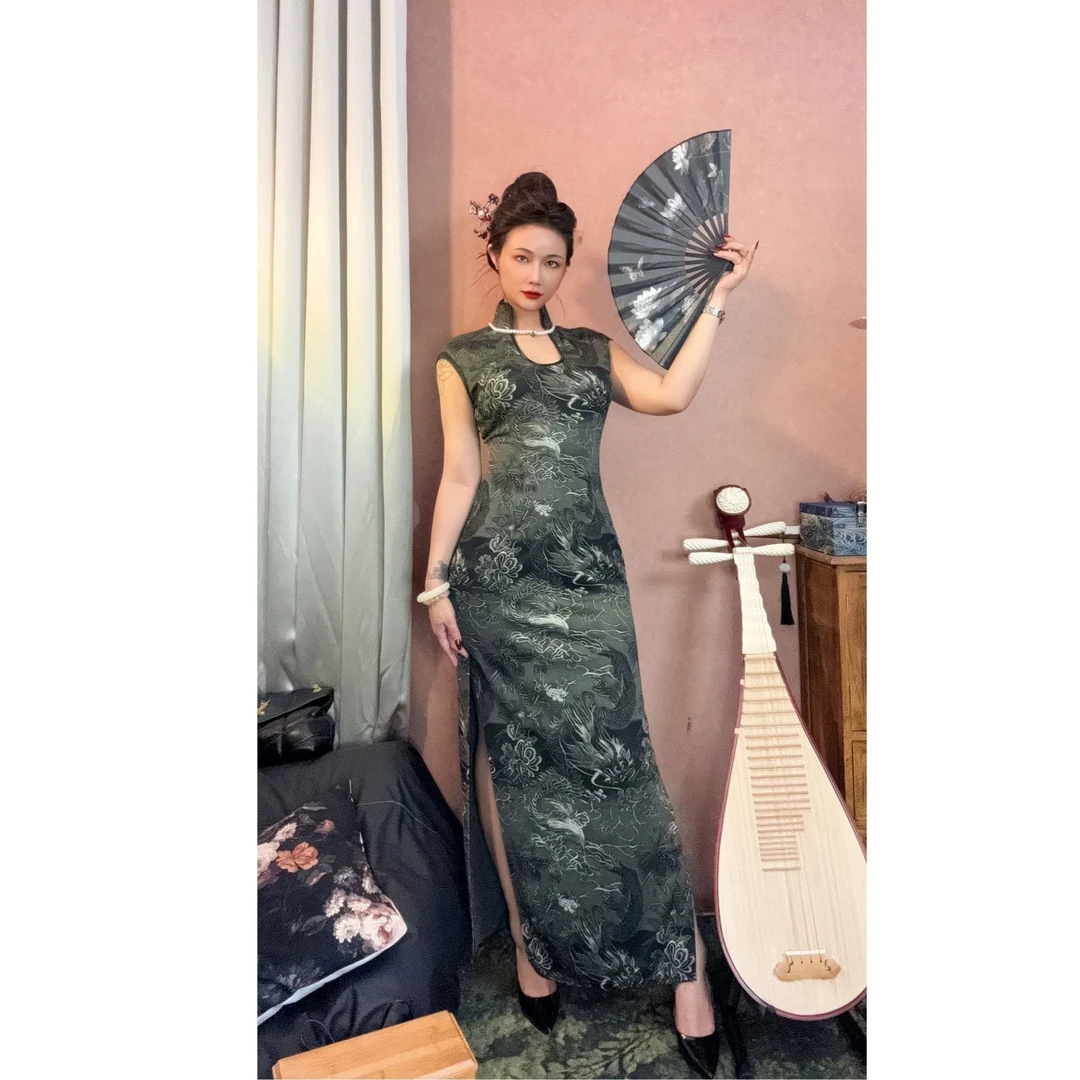 断码清仓四月芳菲【武则天】原创自制珠光棉自带项链复古中国风旗袍