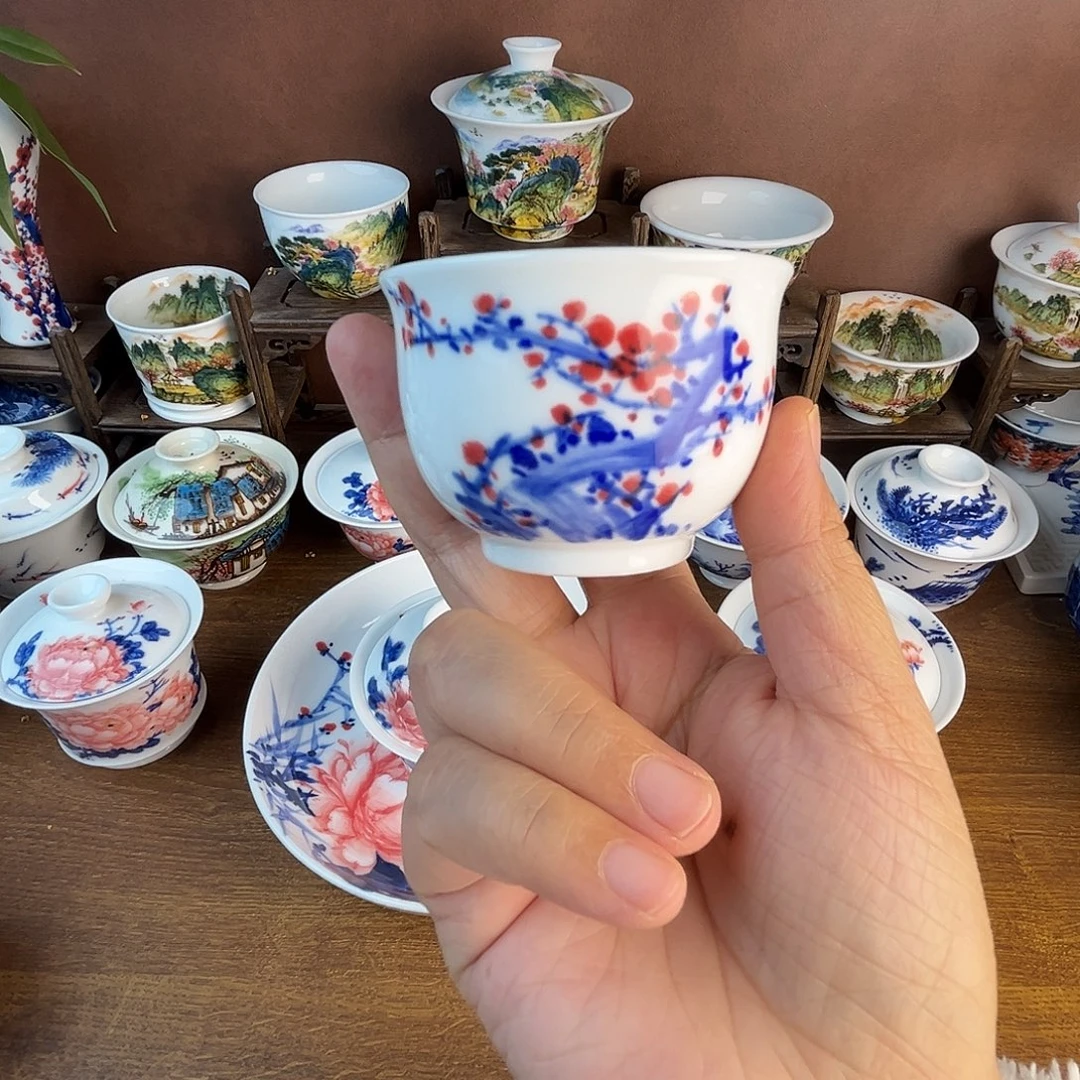 忠意堂釉下彩红梅微瑕不退