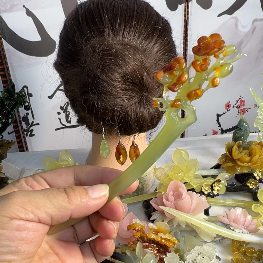 蛇纹石玉未镶嵌发饰