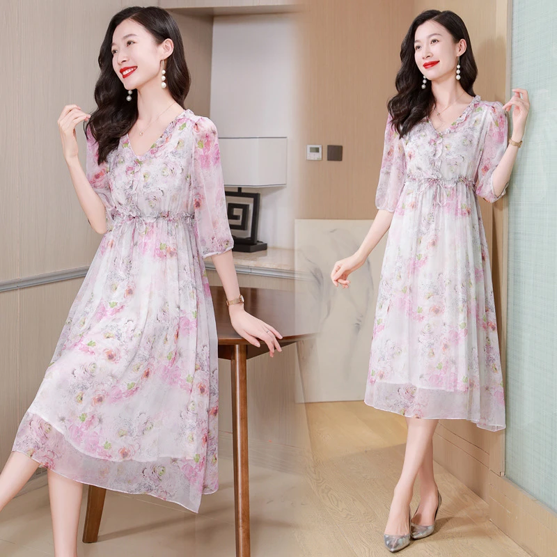 春日碎花超好看气质度假2025夏季新款高端女神范高级感真丝长裙女