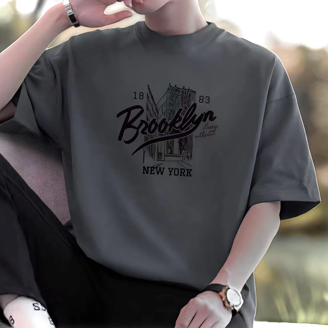 新款短袖t恤男高质量纯棉圆领时尚上衣宽松百搭轻奢高级感男装T恤