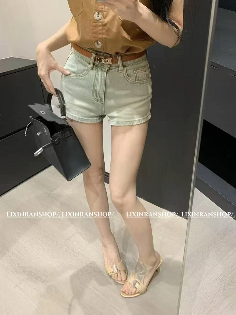 李欣然  【长腿达人】   韩版时尚百搭高腰显瘦爱心口袋牛仔裤#1677