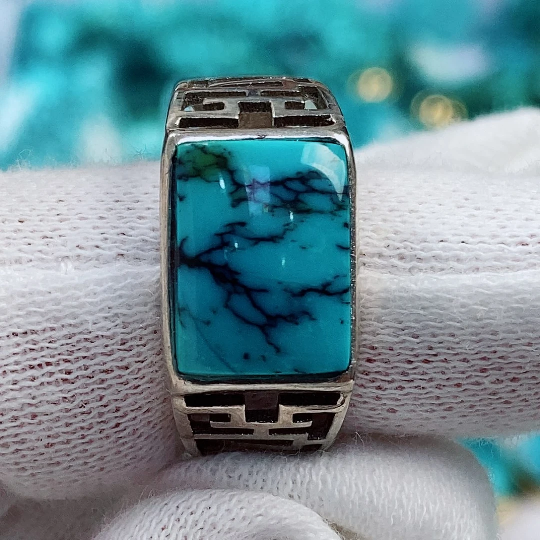 绿松石银S925镶嵌原矿无优化