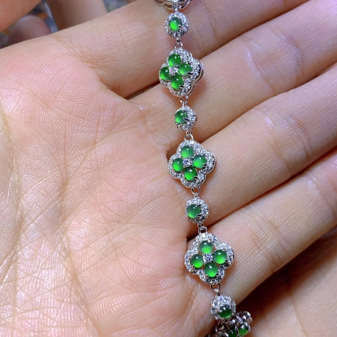 翡翠颈饰银S925镶嵌天然翡翠