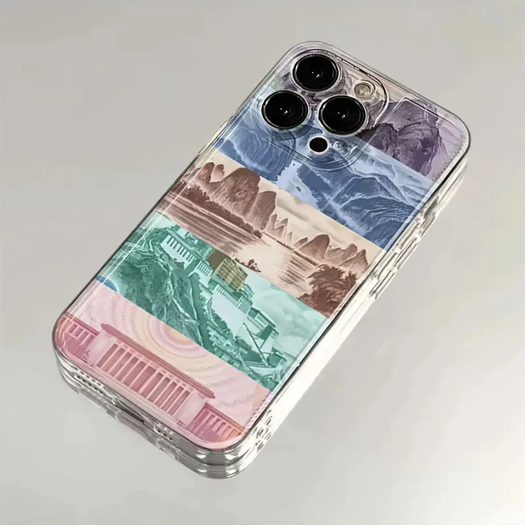 创意大好河山适用苹果15pro手机壳华为荣耀小米14红米OPPOvivo软