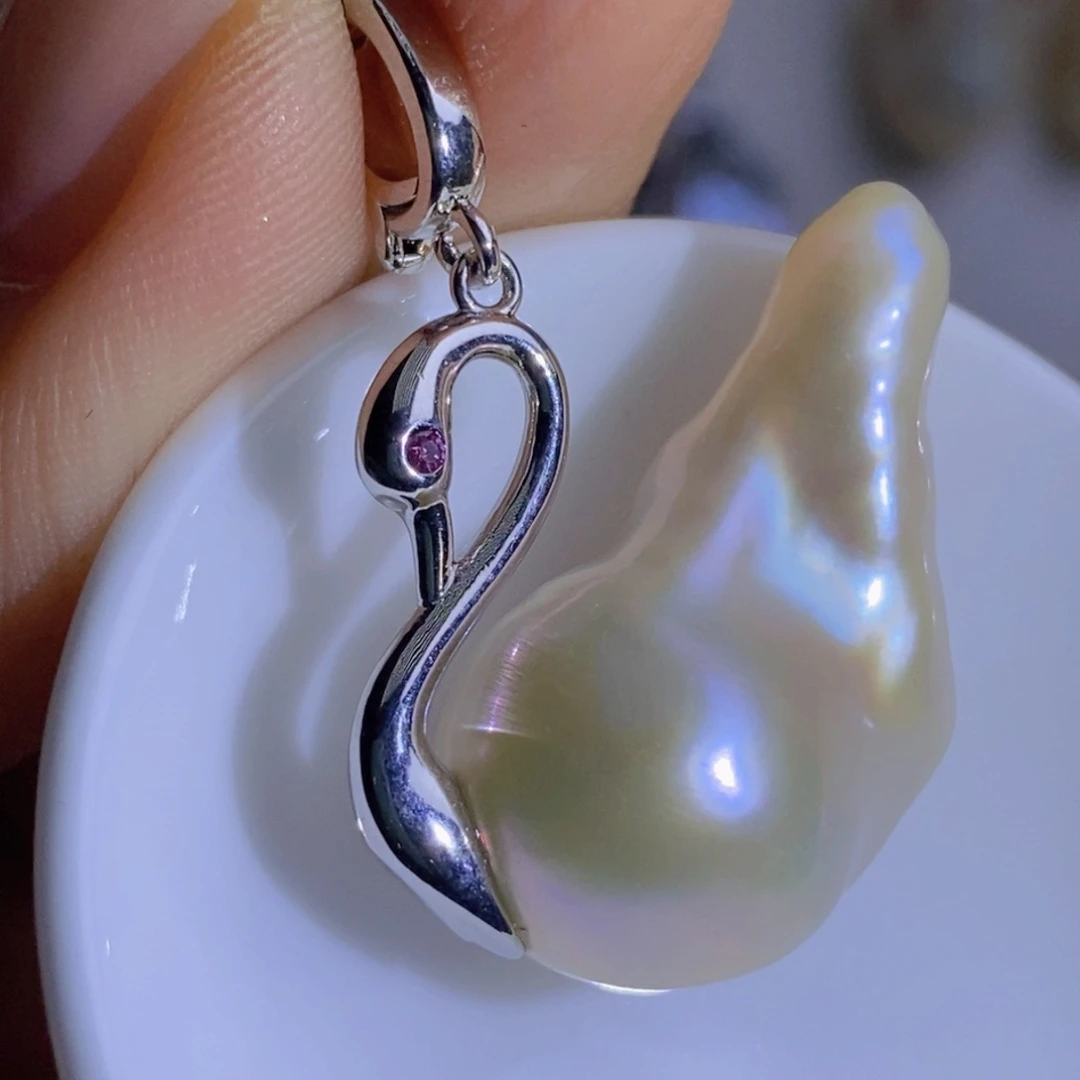 银S925镶嵌天然淡水珍珠淡水珍珠