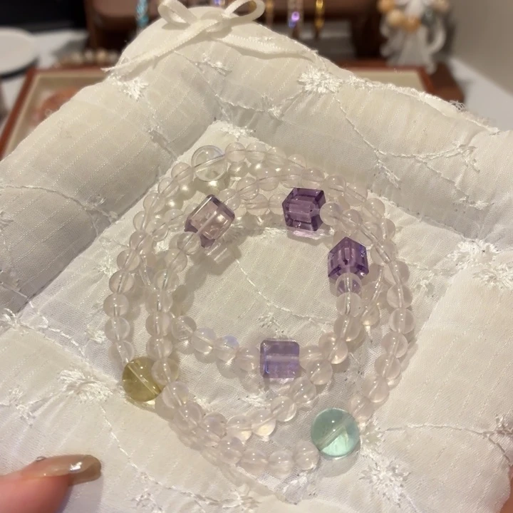 手链银S925镶嵌烟晶