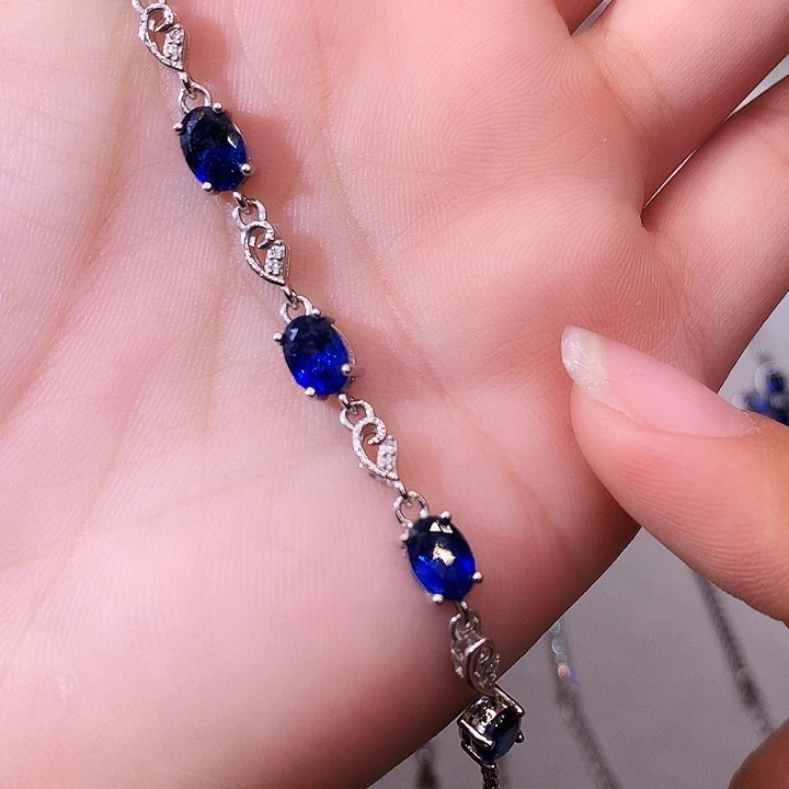 蓝宝石手链银S925镶嵌