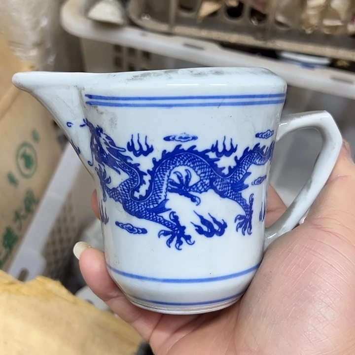 摆件陶景德镇青花龙纹公道杯