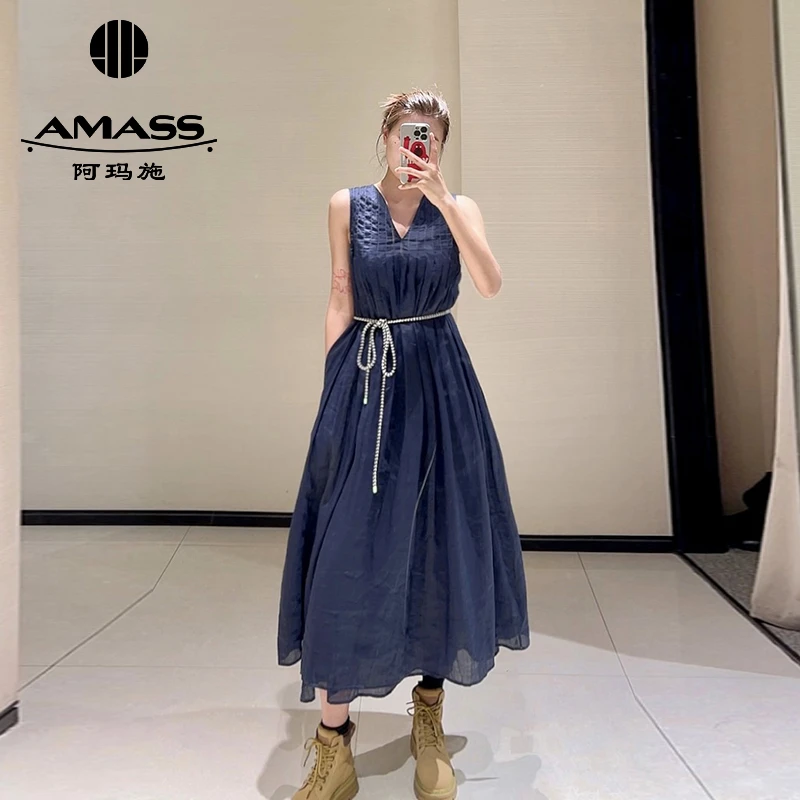 【二折商品，不退不换】阿玛施AMASS苎麻无袖连衣裙两件套5500432