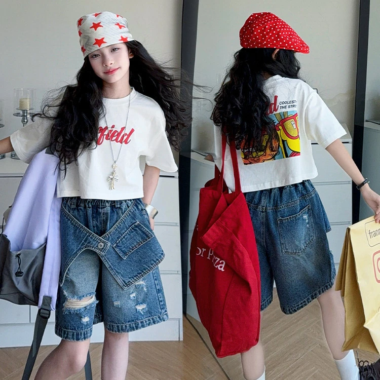 童装夏季儿童套装洋气夏装童装女童韩版休闲时尚上衣薄款宽松男童
