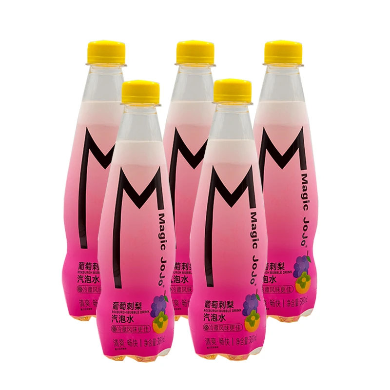 【临期】专属葡萄味百香果味刺梨气泡水380ml*5瓶小瓶装8月到期