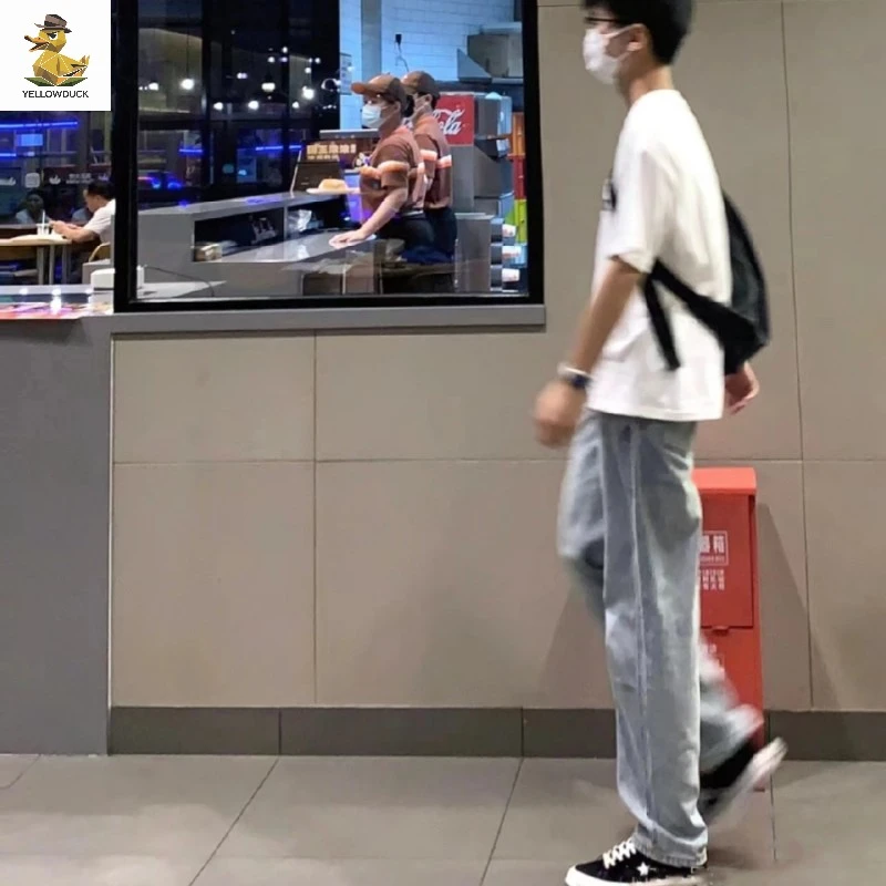 牛仔裤男直筒宽松休闲百搭潮牌纯色基础款港风复古休闲裤