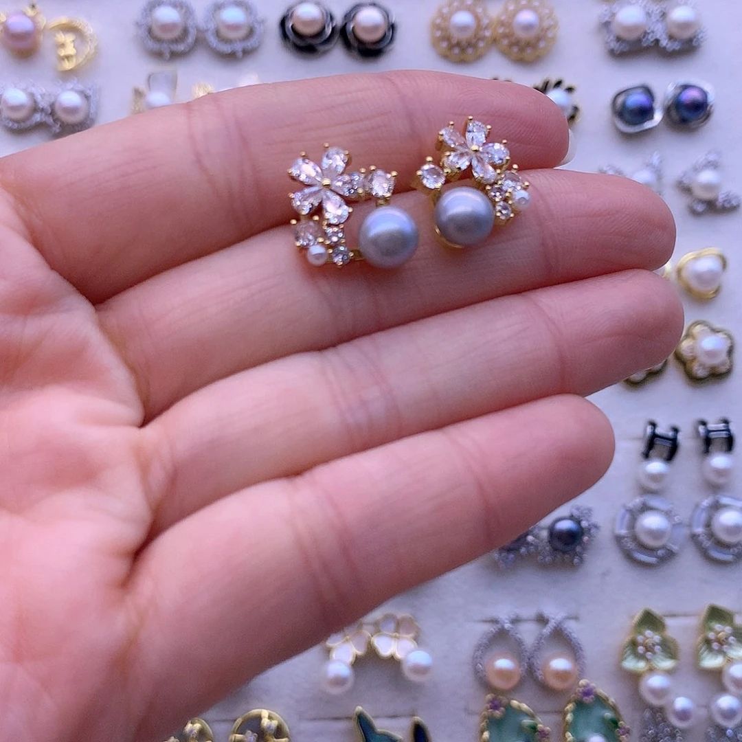 淡水珍珠耳饰合金