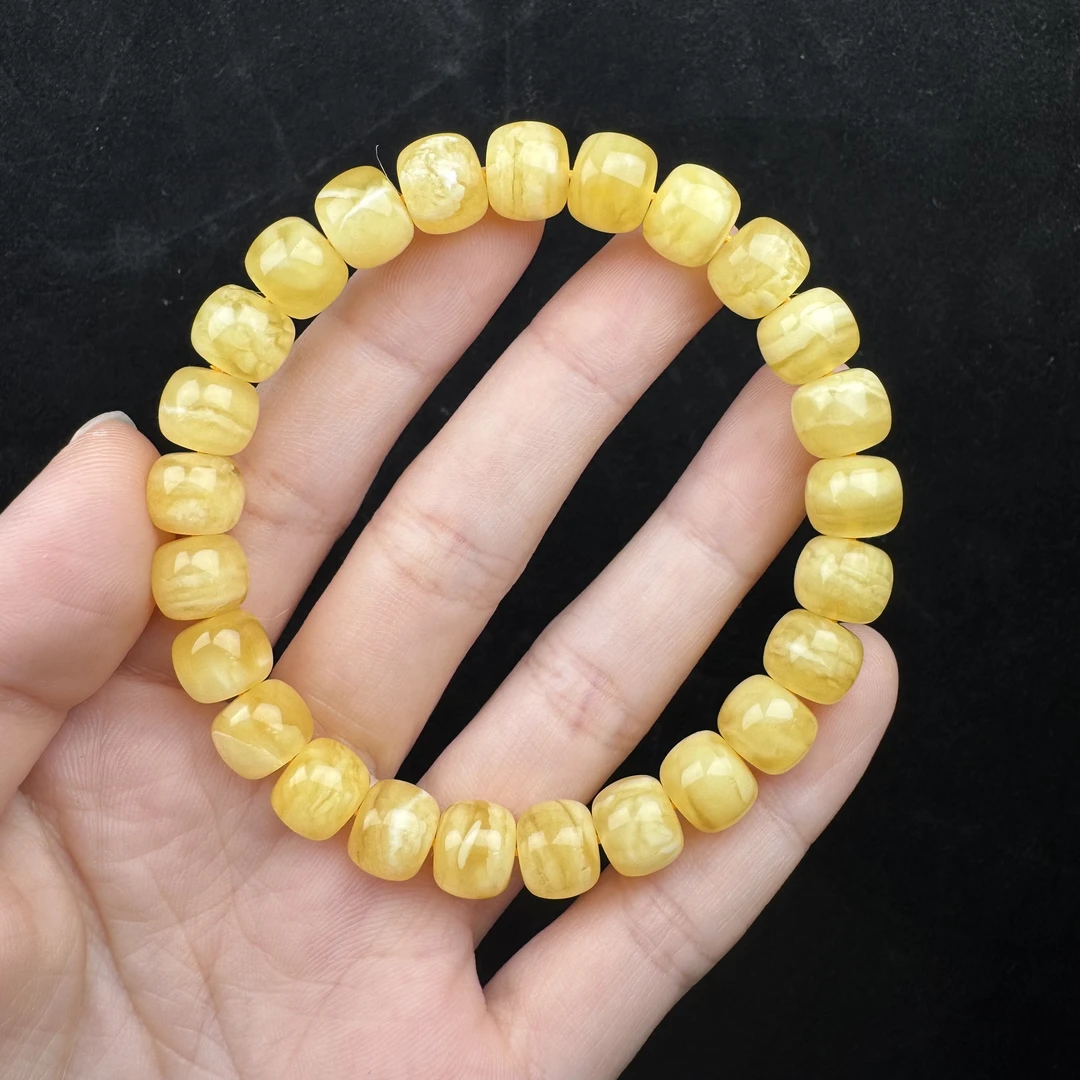 G2349天然蜜蜡老型手串9*8mm 一物一拍假一罚十