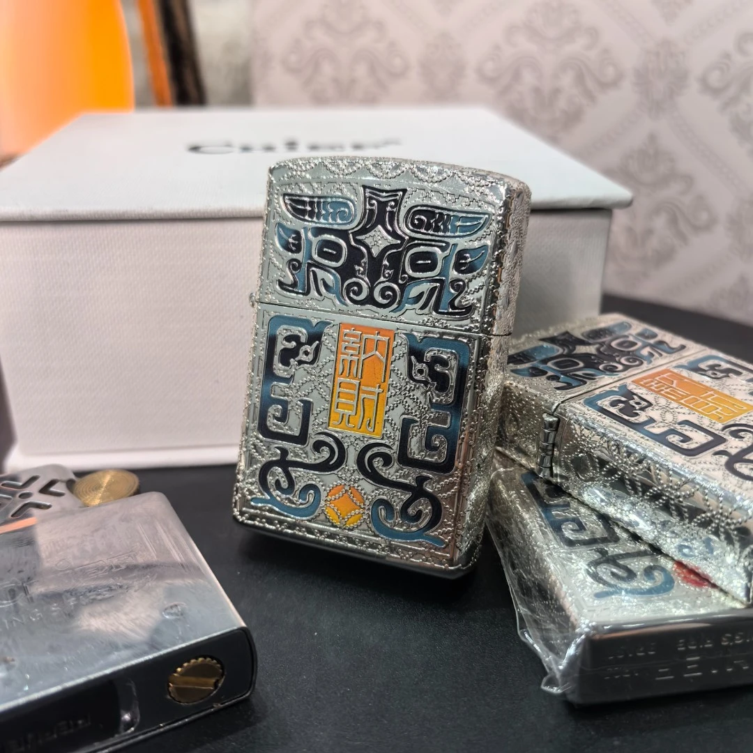 CHIEF/首领二代包银树脂珐琅彩饕餮纳财防风煤油打火机男友的礼物