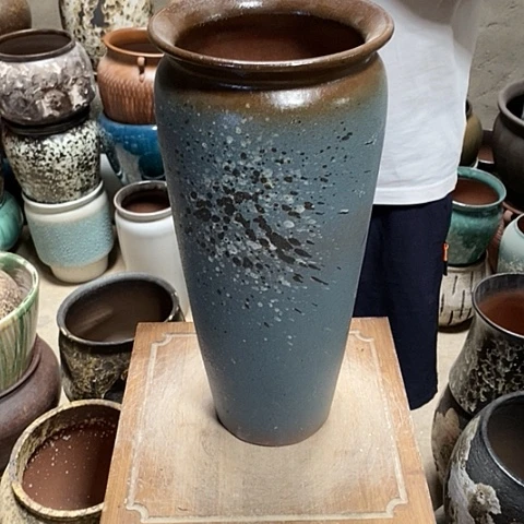 紫砂花盆口18高度40蓝泼墨