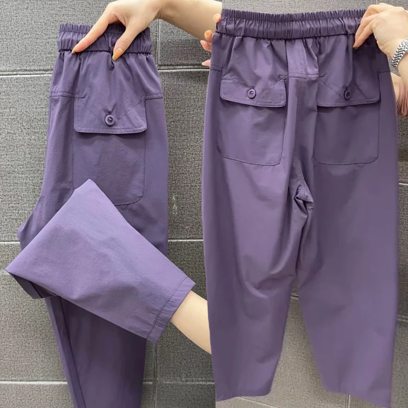 2025夏宽松抗皱小个子女休闲裤清凉遮肉防晒透气减龄透气女速干裤