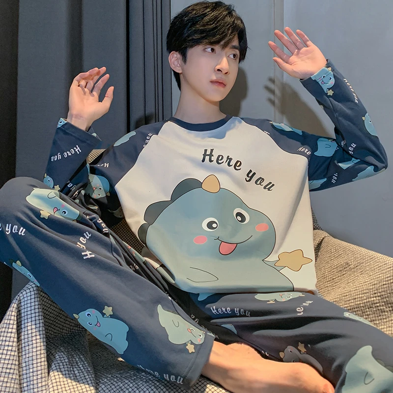 2025新款男士睡衣春秋冬季长袖纯棉青少年男生四季通用家居服套装
