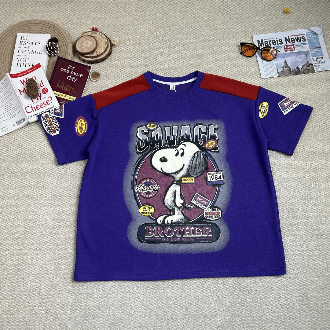 2025早春新款宽松百搭时尚卡通印花短袖T恤8741