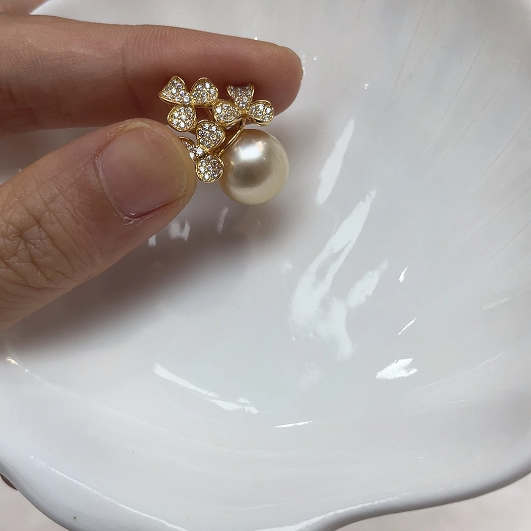 吊坠(不含链)银S925镶嵌海水珍珠