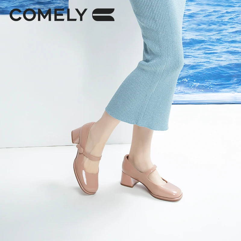 【康莉COMELY】KYQ3A035玛丽珍鞋女粗跟圆头中跟复古法式单鞋百搭