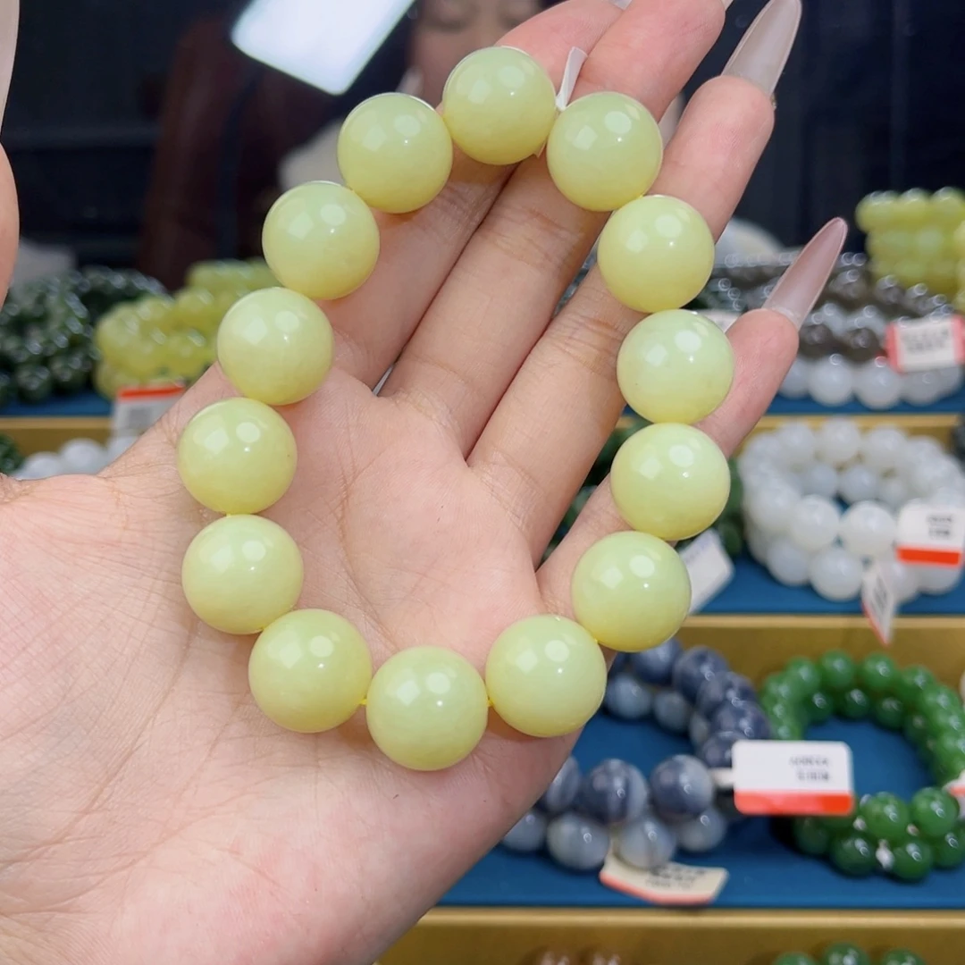 和田玉未镶嵌手链天然和田玉新疆若羌黄口手串16