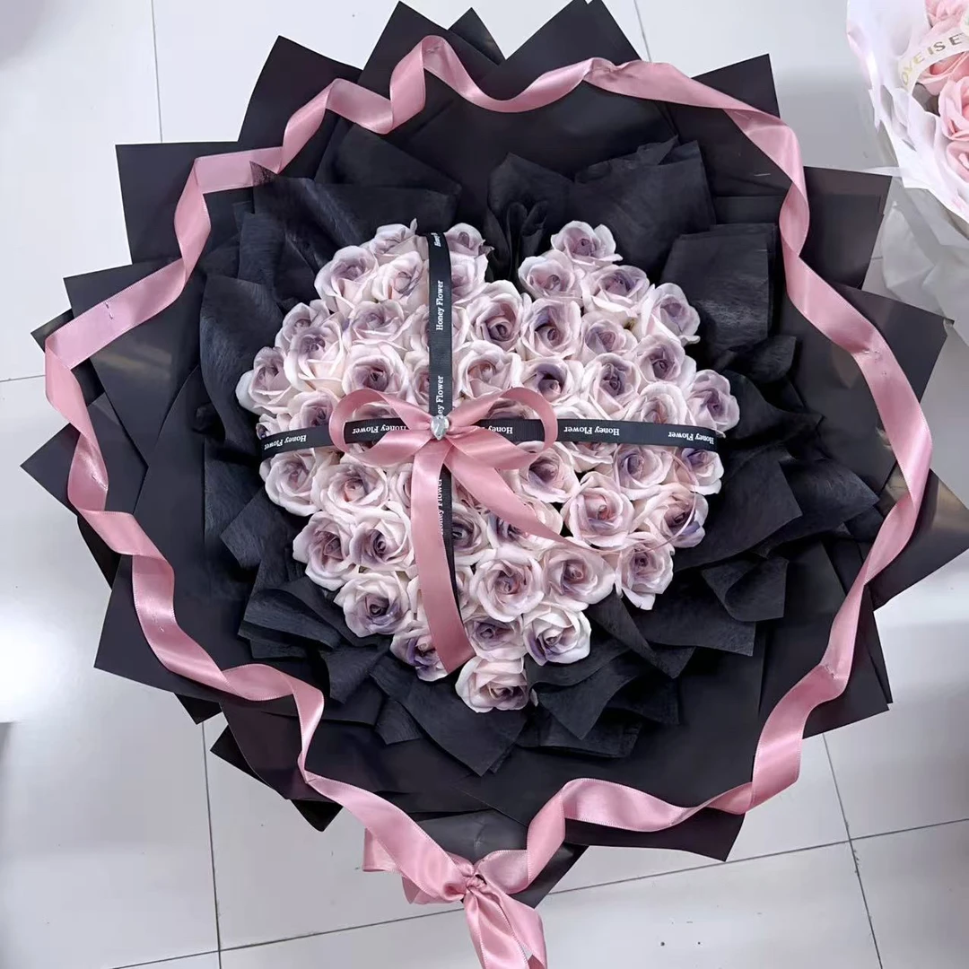 心形52朵永生花束弗洛伊德生日礼物女友高级定制公主粉99朵顺丰