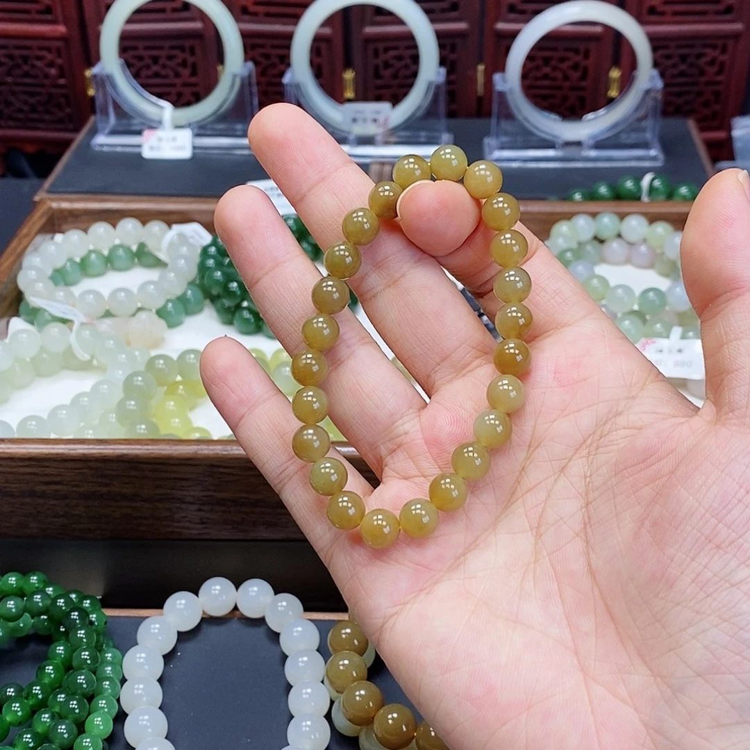 和田玉手串未镶嵌糖8