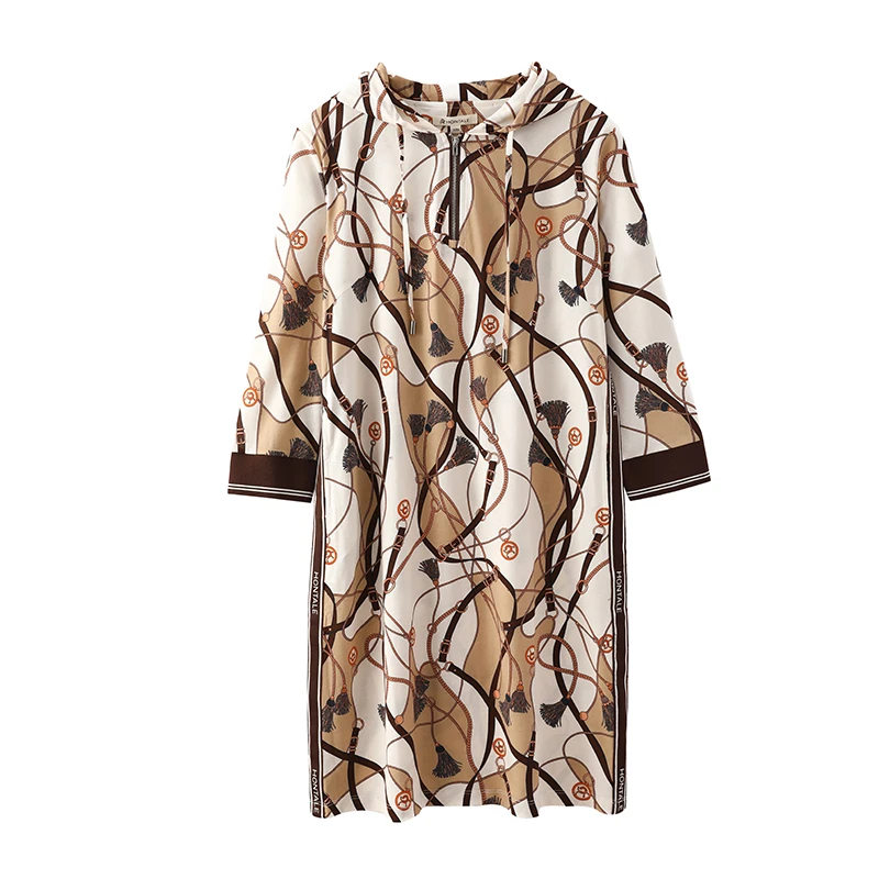 时尚女士印花长袖长裙女连衣裙111Z1430