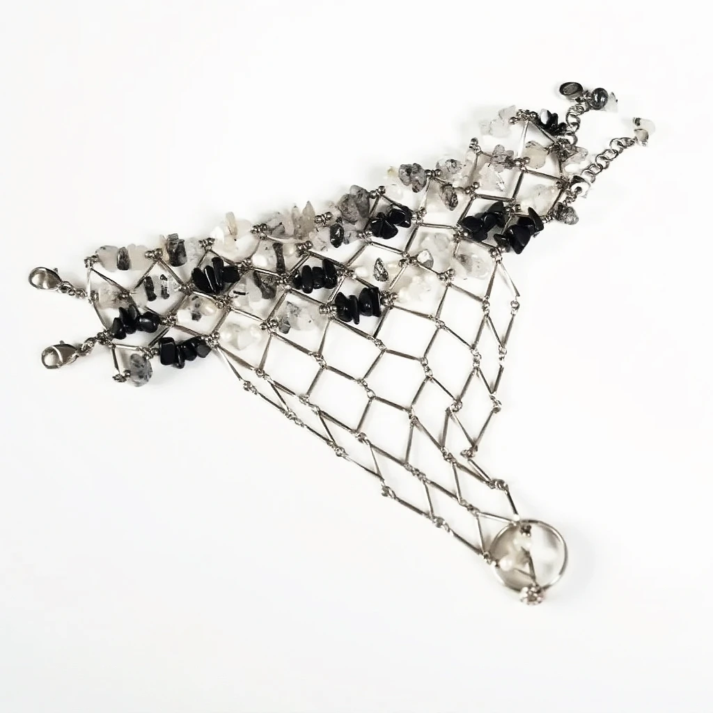 95新 Chanel/香奈儿 Chanel 孟买系列石头网状戒指手镯