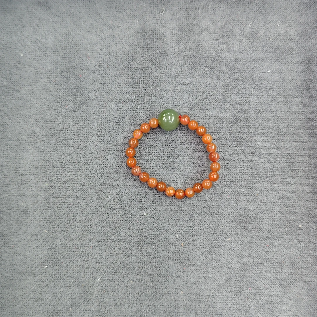 冰飘南红和田玉戒指7772