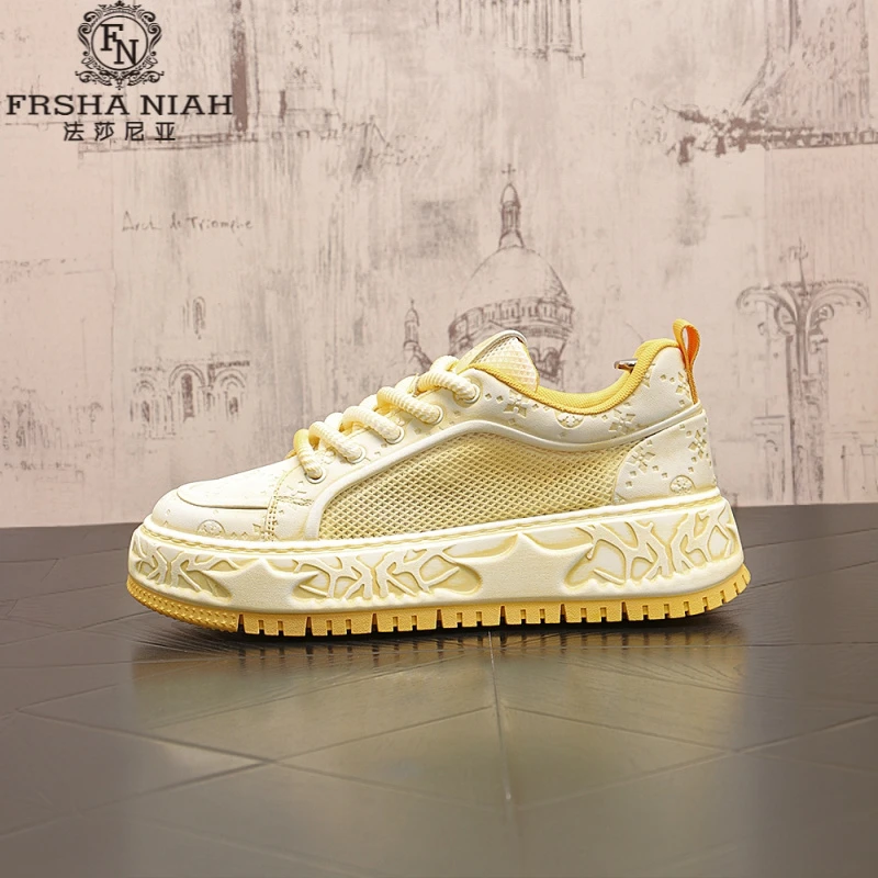 法莎尼亚夏季防滑男士板鞋透气擦色复古时尚百搭印花镂空休闲防水