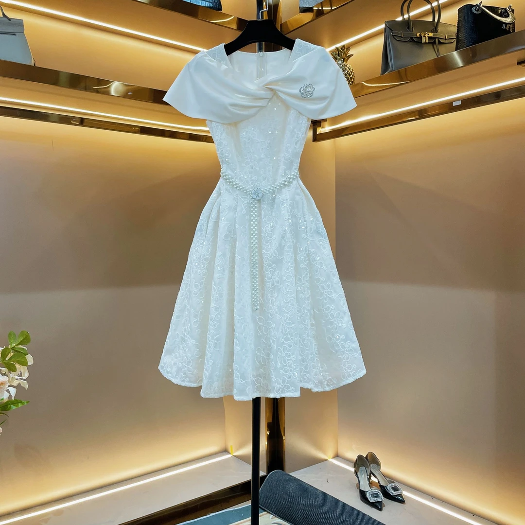 【白菱蝶语】[晖晖]轻奢设计师款优雅气质修身时尚收腰连衣裙-86696